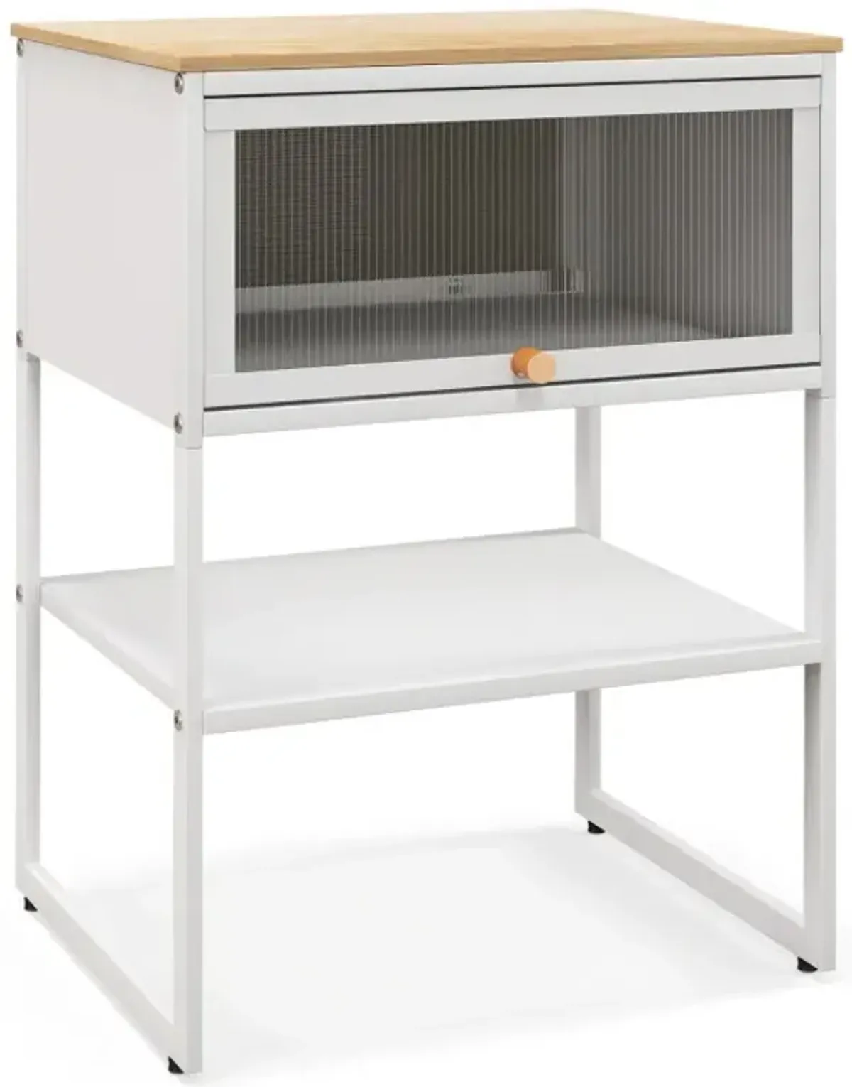 Nightstand with Flip up Door Storage Shelf