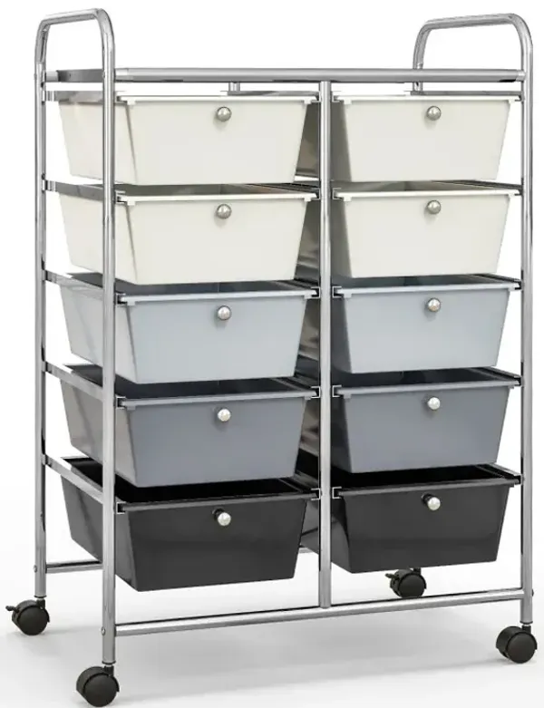 10-Drawer Rolling Storage Cart