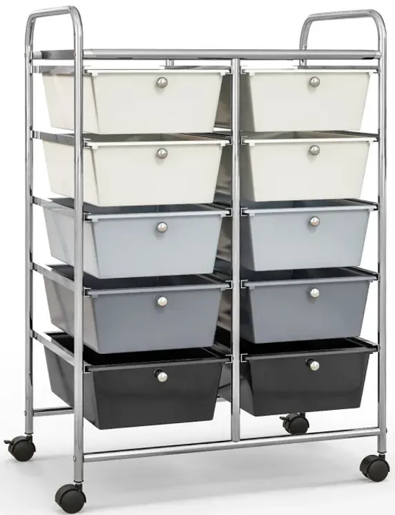 10-Drawer Rolling Storage Cart