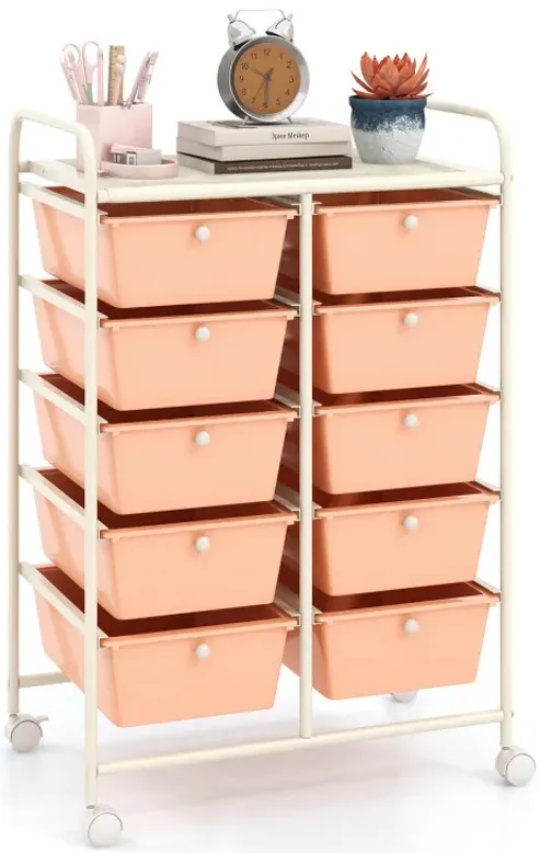 10-Drawer Rolling Storage Cart