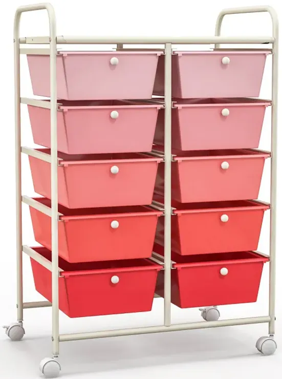10-Drawer Rolling Storage Cart