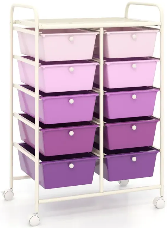 10-Drawer Rolling Storage Cart