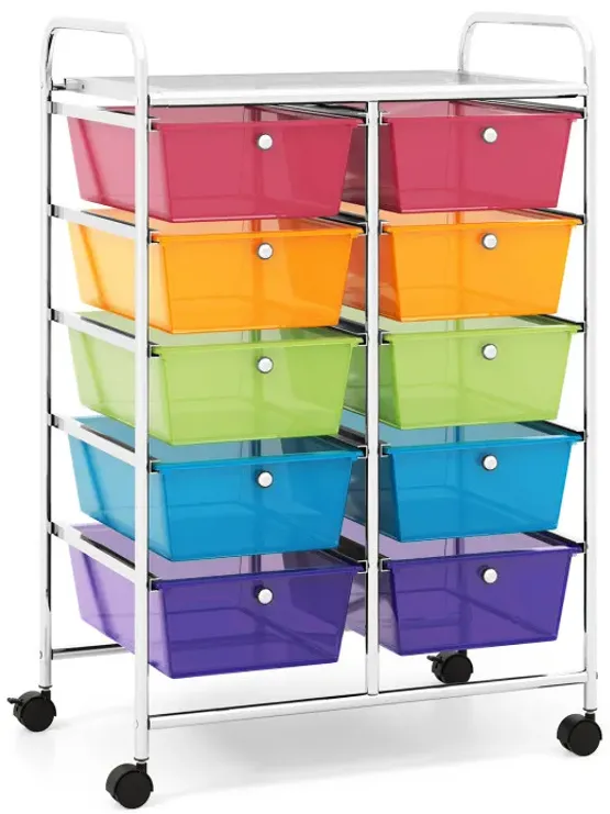 10-Drawer Rolling Storage Cart