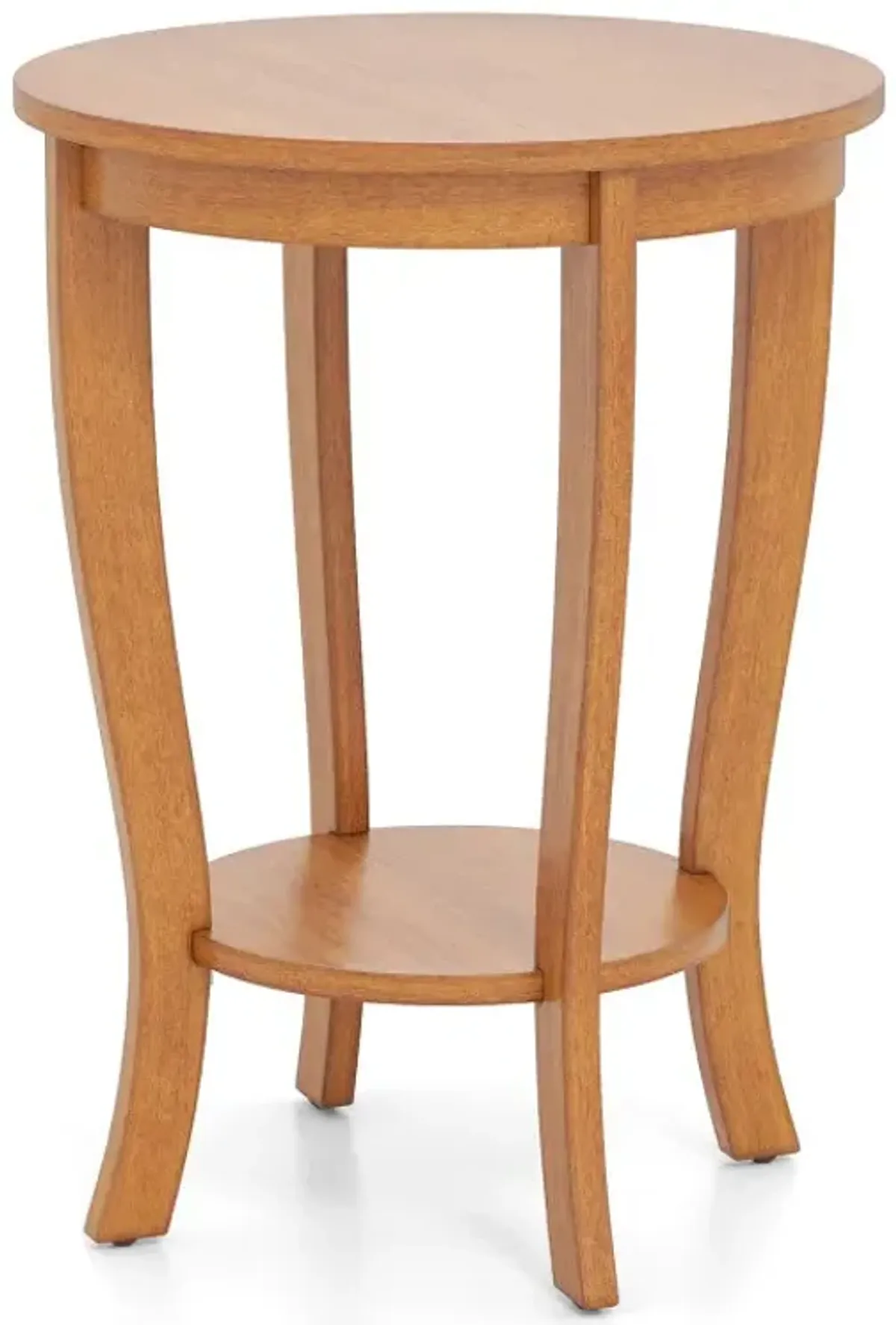 2-tier Round End Table with Solid Wood Legs