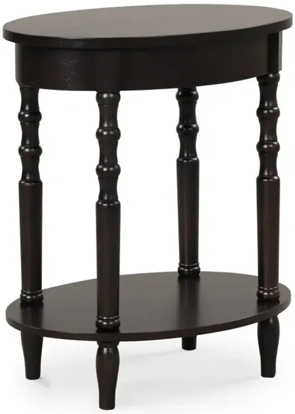 2-Tier Oval Side Table with Storage Shelf and Solid Wood Legs