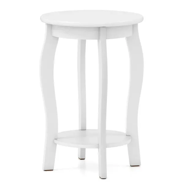 15 Inch 2-Tier Round End Table with Storage Shelf