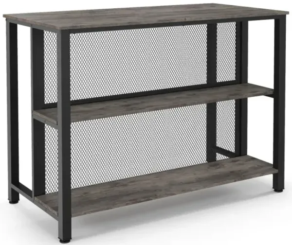 36 Inch 3-Tier Bar Table with Storage Metal Frame Adjustable Foot Pads for Dining Room