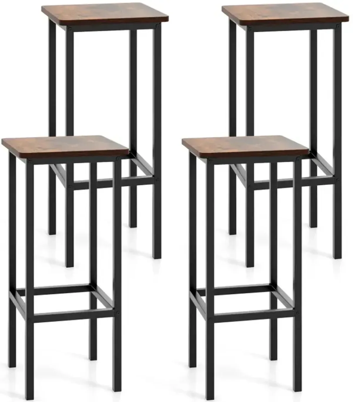 Set of 4 Bar Stool Set 26 Inch Bar Chair with Metal Legs and Footrest