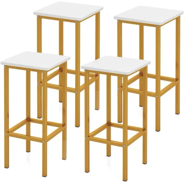 Set of 4 Bar Stool Set 26 Inch Bar Chair with Metal Legs and Footrest