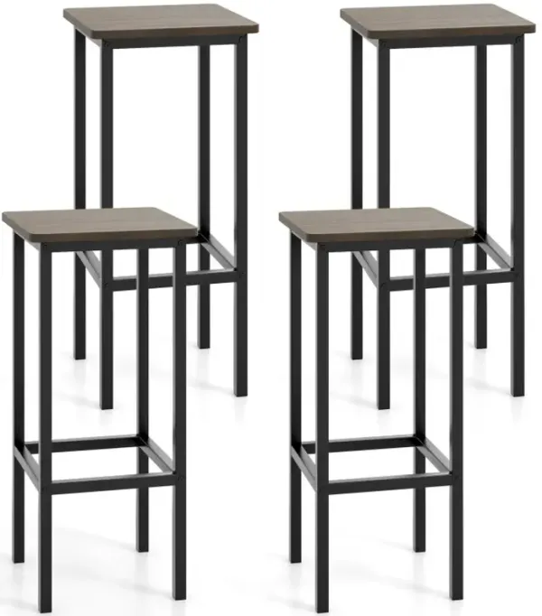 Set of 4 Bar Stool Set 26 Inch Bar Chair with Metal Legs and Footrest