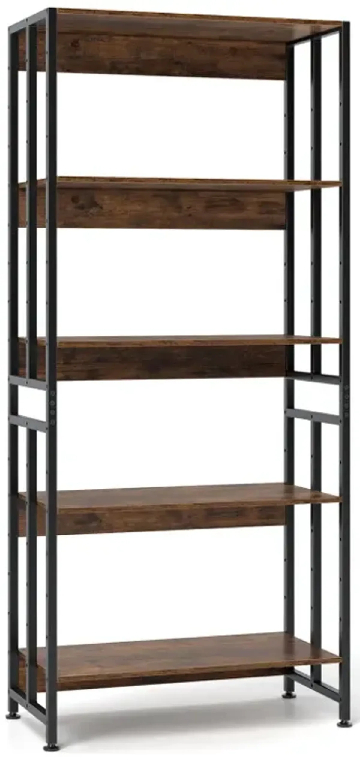 5-Tier Bookshelf with Adjustable and Tiltable Shelves