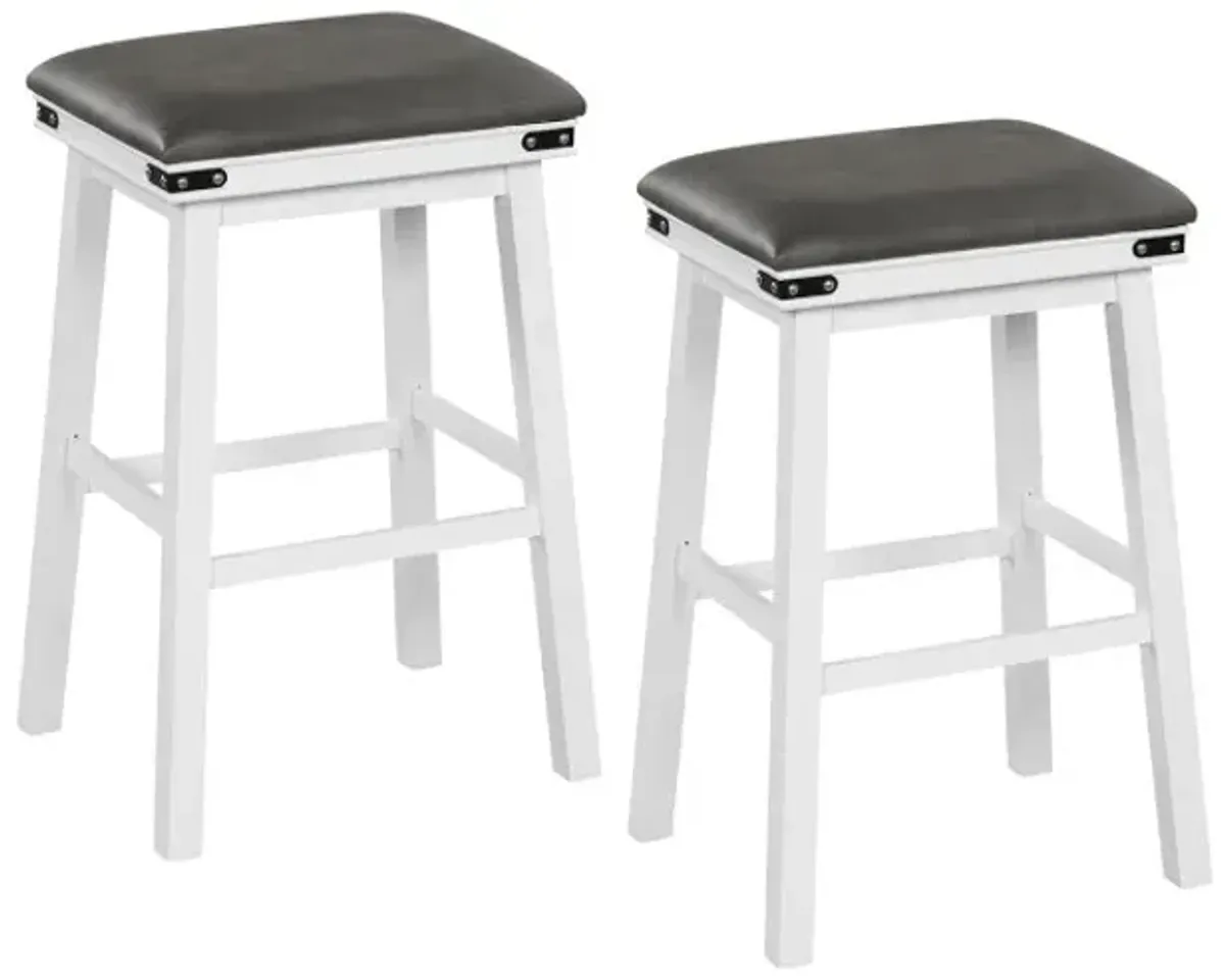 Set of 2 24/30 Inch Dining Bar Stool with Acacia Wood Frame