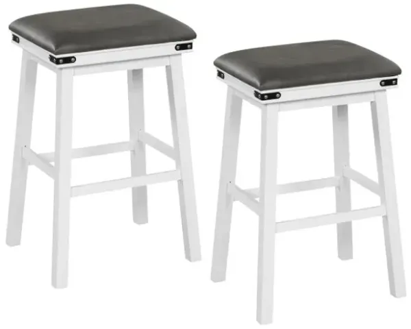 Set of 2 24/30 Inch Dining Bar Stool with Acacia Wood Frame