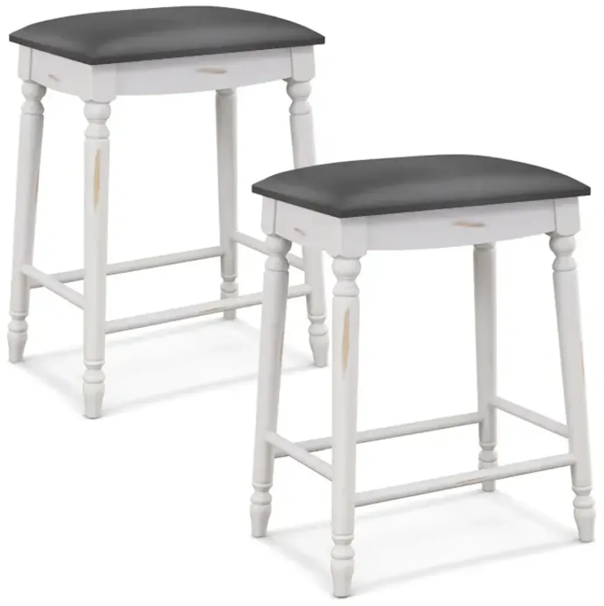 24/29 Inch Bar Stool Set of 2 with Padded Seat Cushions and Wood Legs