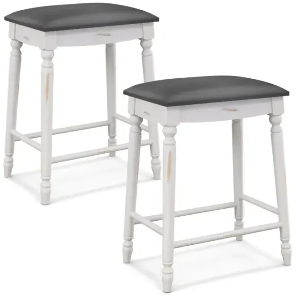24/29 Inch Bar Stool Set of 2 with Padded Seat Cushions and Wood Legs