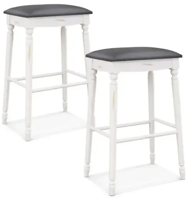 24/29 Inch Bar Stool Set of 2 with Padded Seat Cushions and Wood Legs