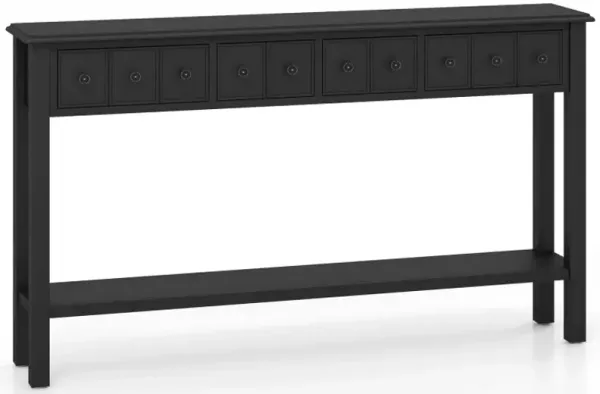 60 Inch Long Sofa Table with 4 Drawers and Open Shelf for Living Room