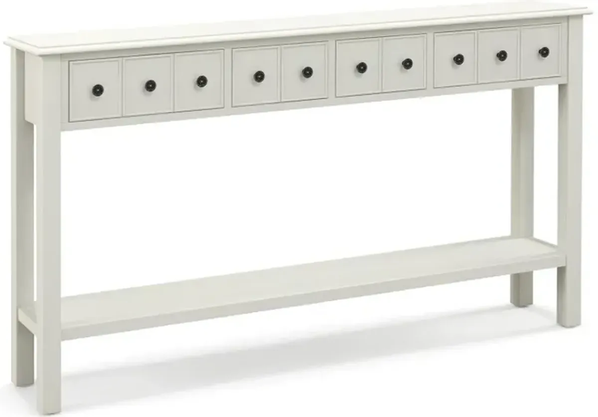 60 Inch Long Sofa Table with 4 Drawers and Open Shelf for Living Room
