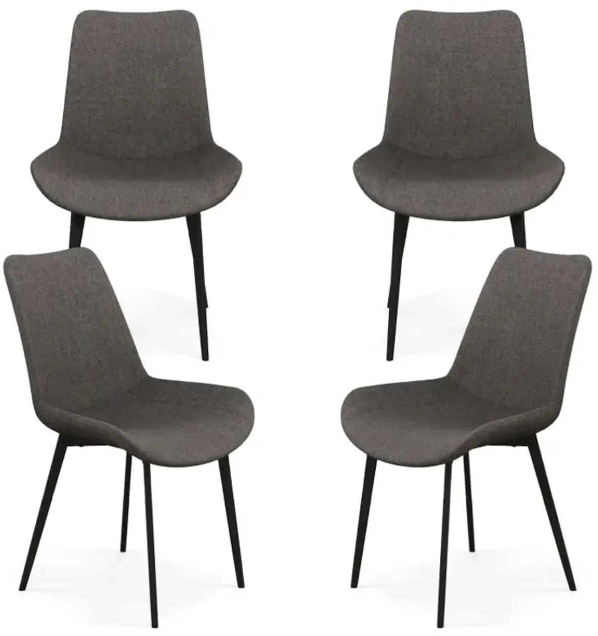 Set of 4 Dining Chair Upholstered with Metal Legs and Padded Backs