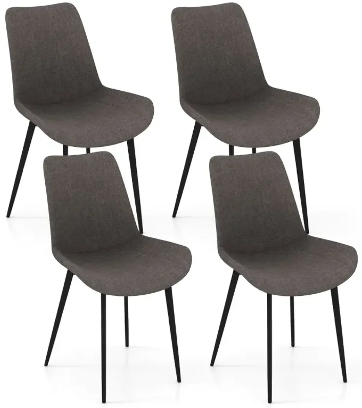 Set of 4 Dining Chair Upholstered with Metal Legs and Padded Backs