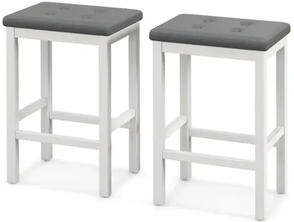24 Inch Bar Stools with Padded Seat Footrest and Rubber Wood Frame