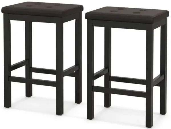 24 Inch Bar Stools with Padded Seat Footrest and Rubber Wood Frame