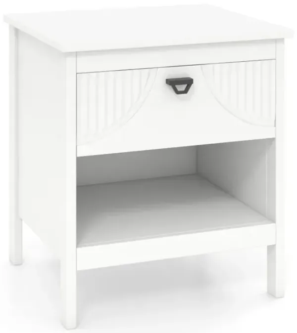 2-tier Wood Nightstand with Drawer and Open Storage Shelf for Bedroom