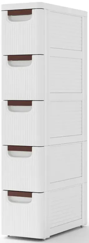 3/4/5/6-Drawer Rolling Organizer Unit Narrow Storage Cabinet with Built-In Wheels for Small Space