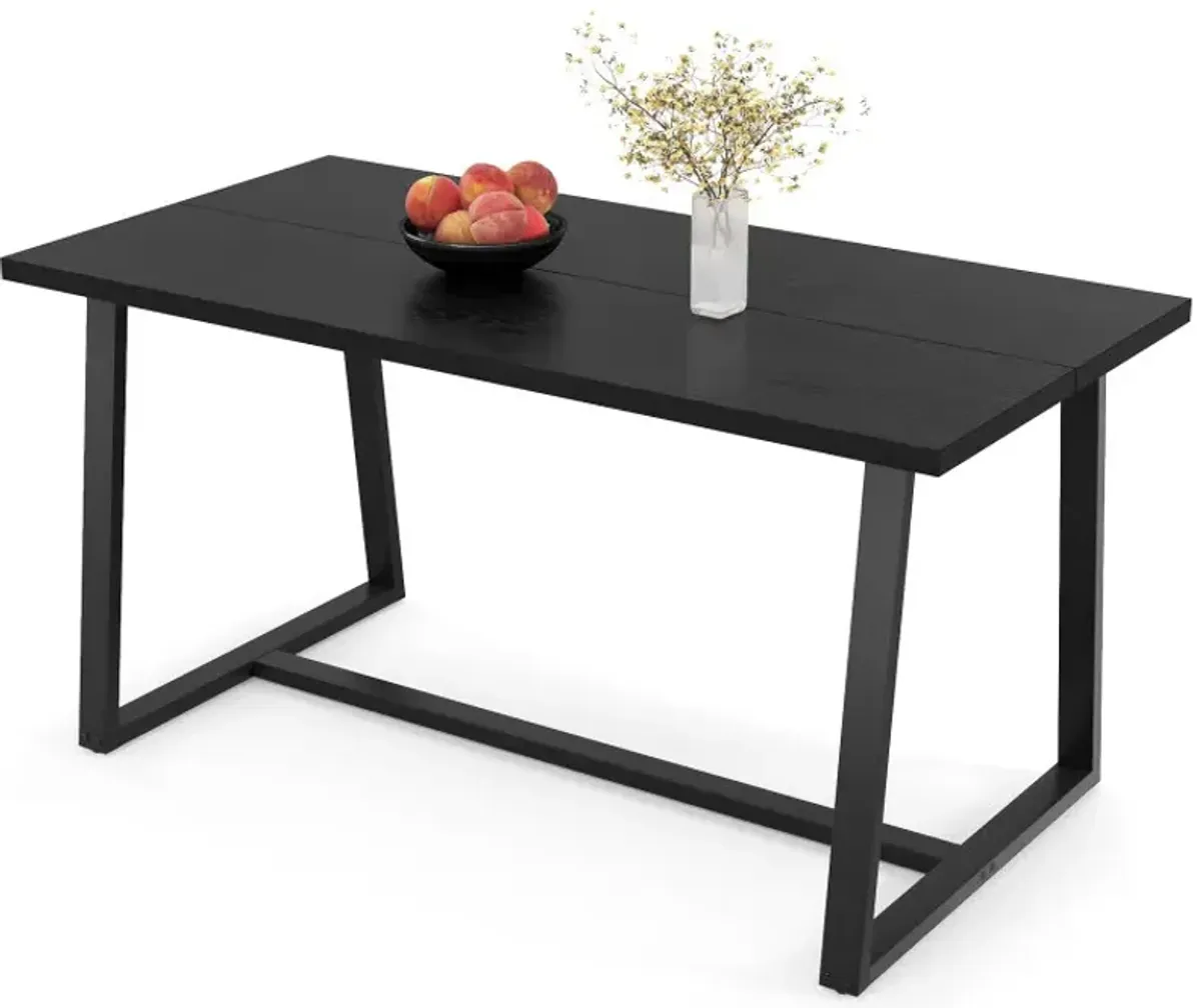 Large Dining Table with Heavy-duty Metal Frame and Anti-slip Foot Pads