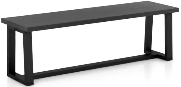 Wood Dining Bench with Metal Frame and Adjustable Footpads