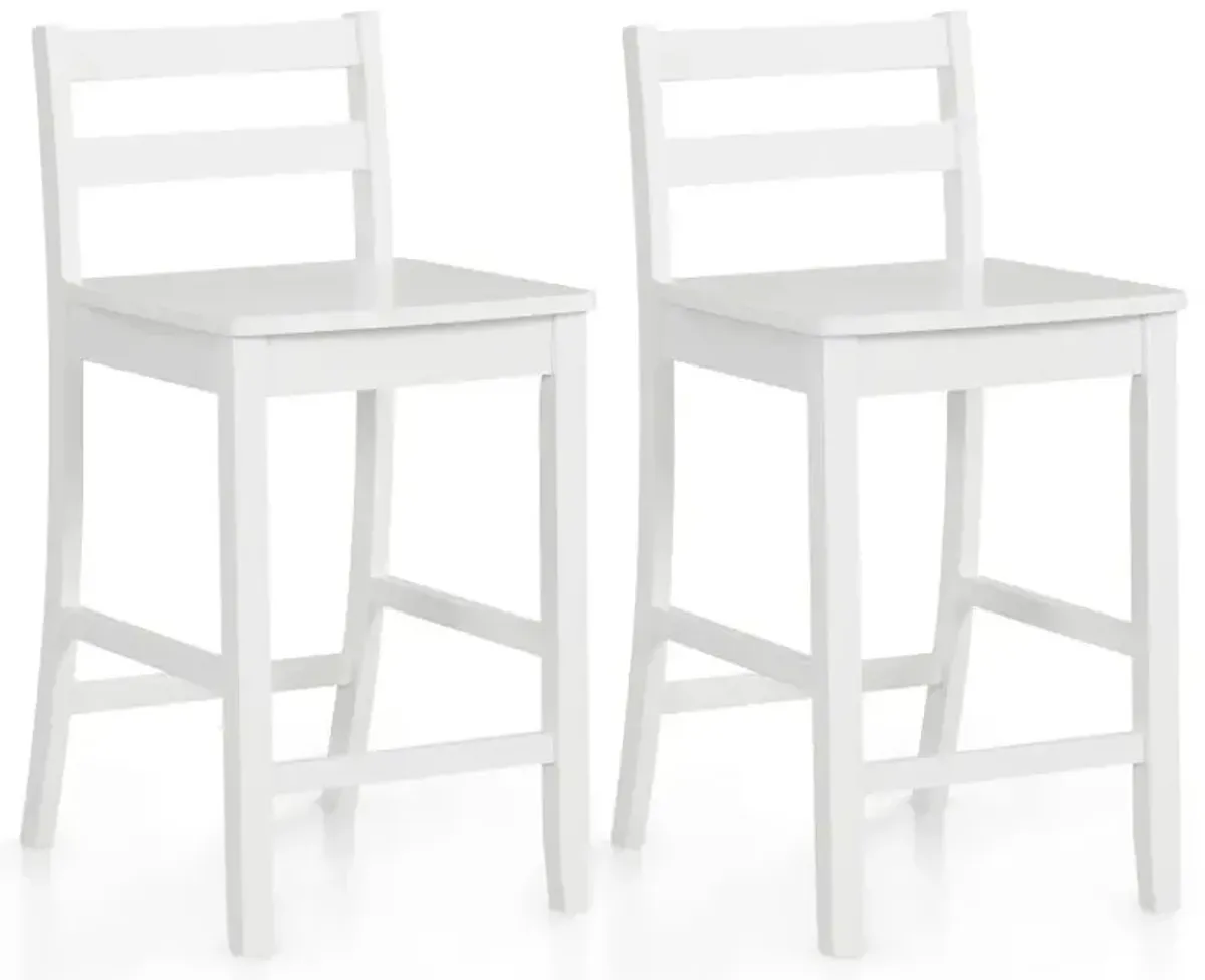 Wooden Bar Stools Set of 2 with Ergonomic Backrest and Footrest