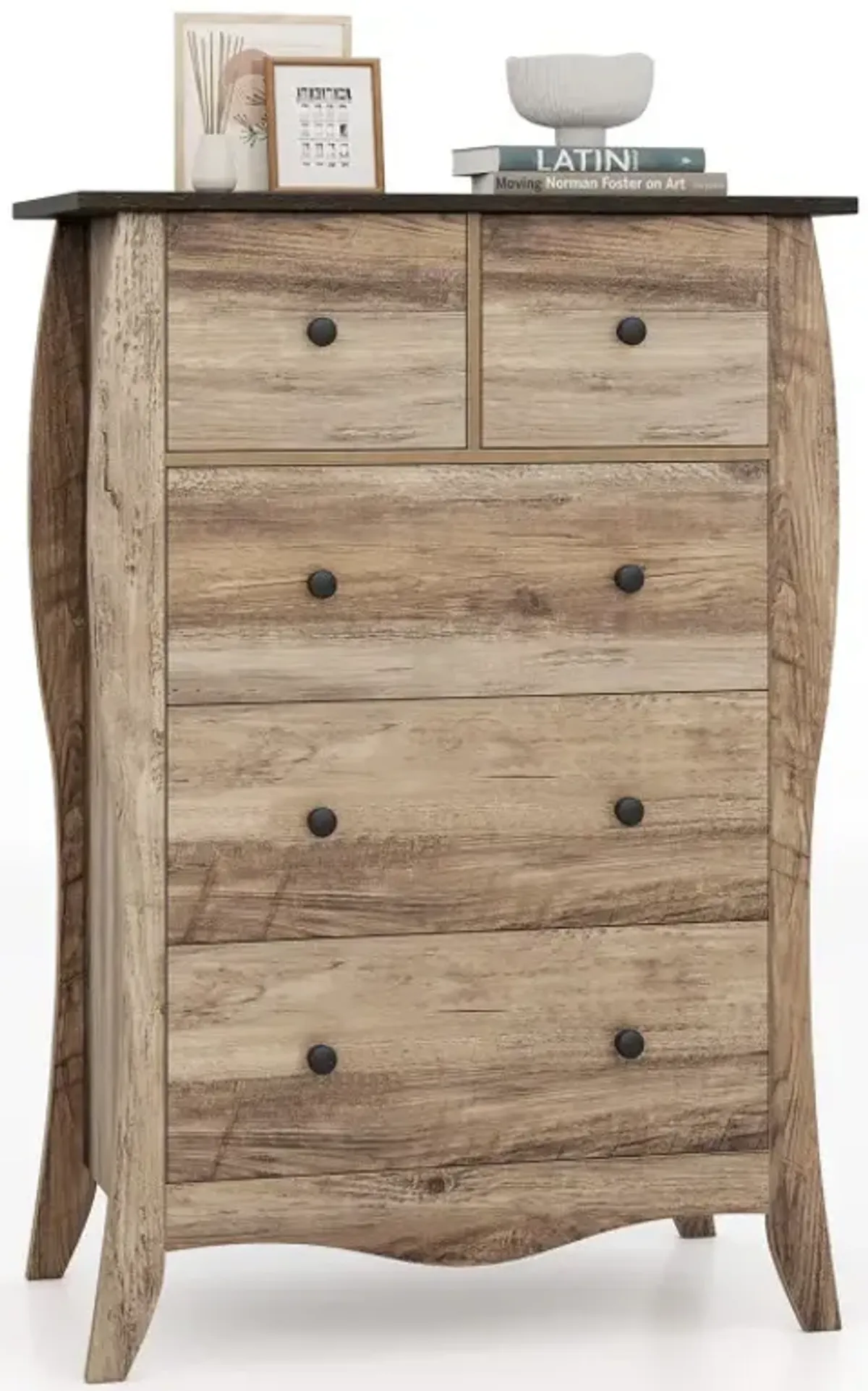 Closet Storage Organizer with 5 Folding Fabric Drawers and Anti-tipping Kit