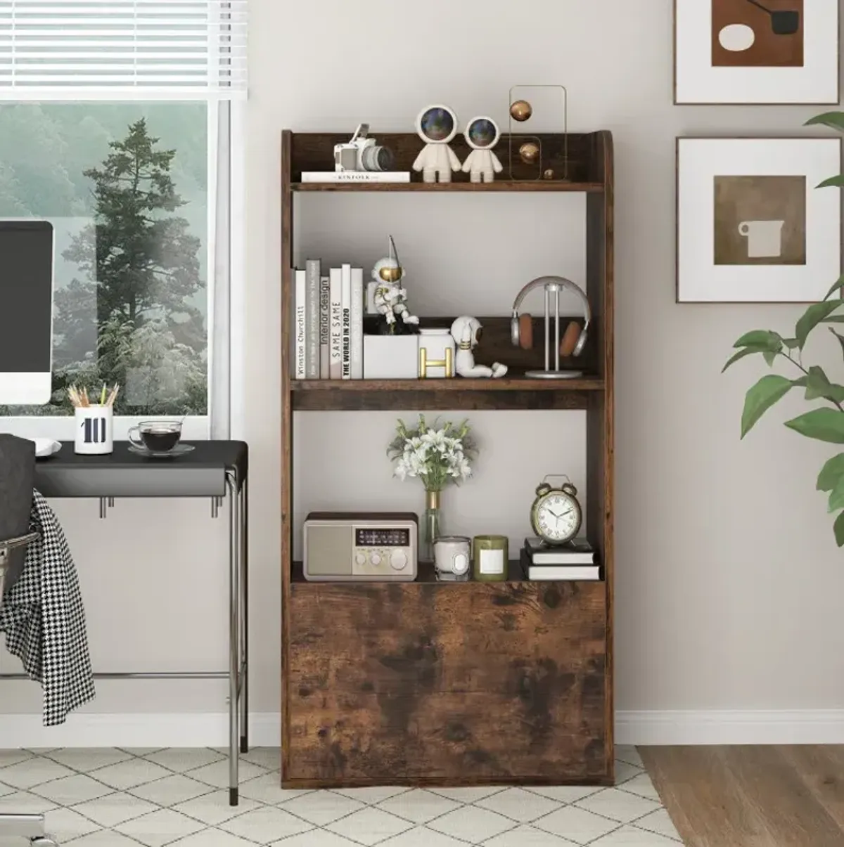 Freestanding Bookshelf with 3-Tier Open Shelf