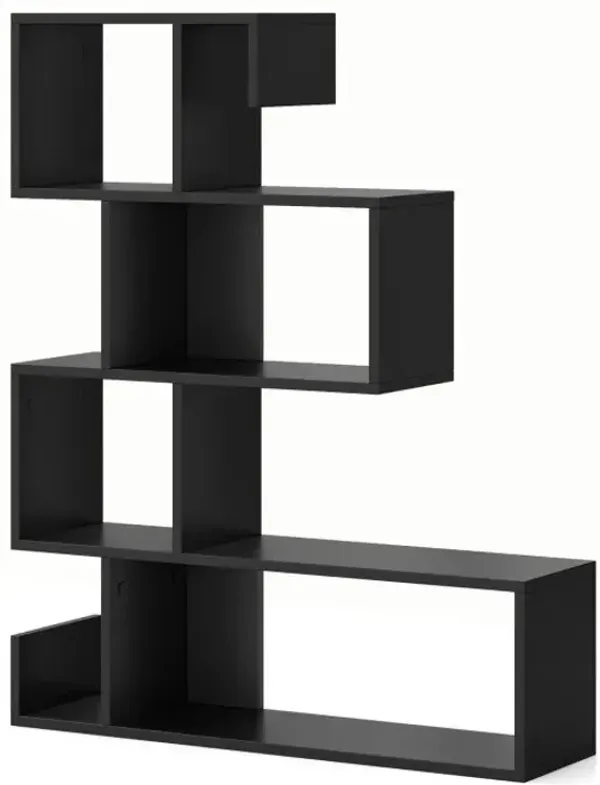 5-Tier S-Shaped Bookshelf Geometric Z-Shelf Bookcase with Open Cubes