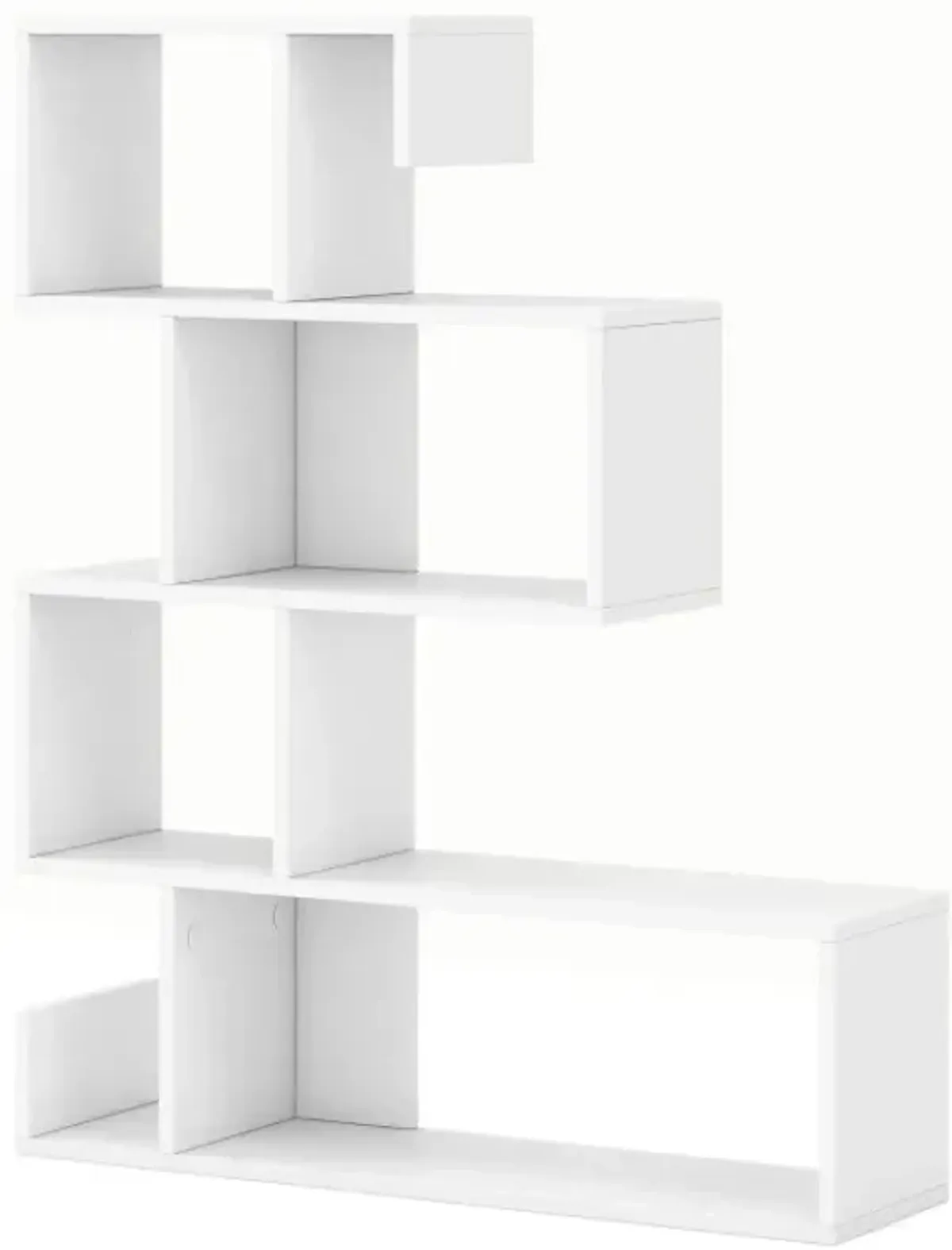 5-Tier S-Shaped Bookshelf Geometric Z-Shelf Bookcase with Open Cubes