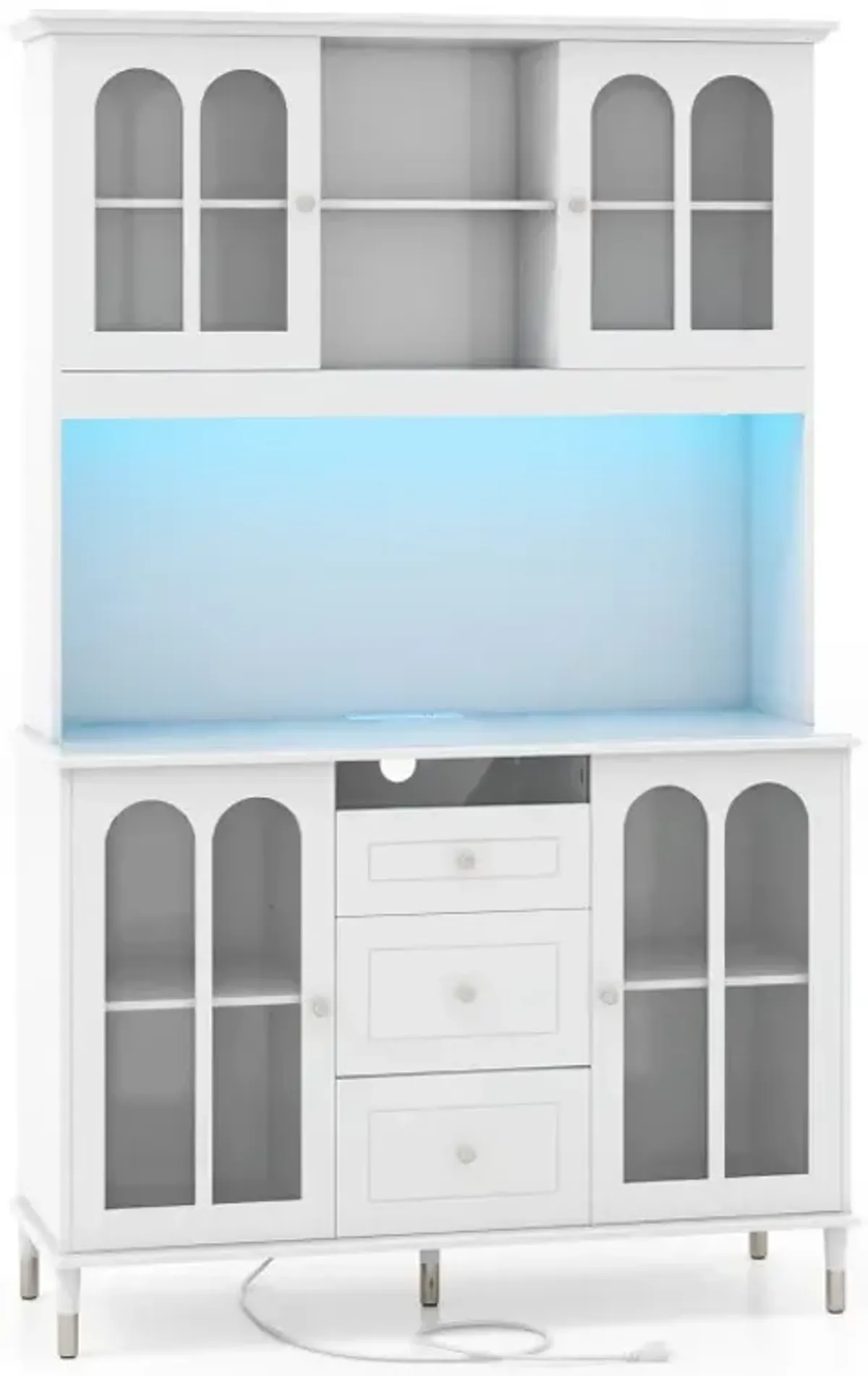 73 Inch Kitchen Pantry Storage Cabinet Freestanding Buffet Cabinet with LED Lights