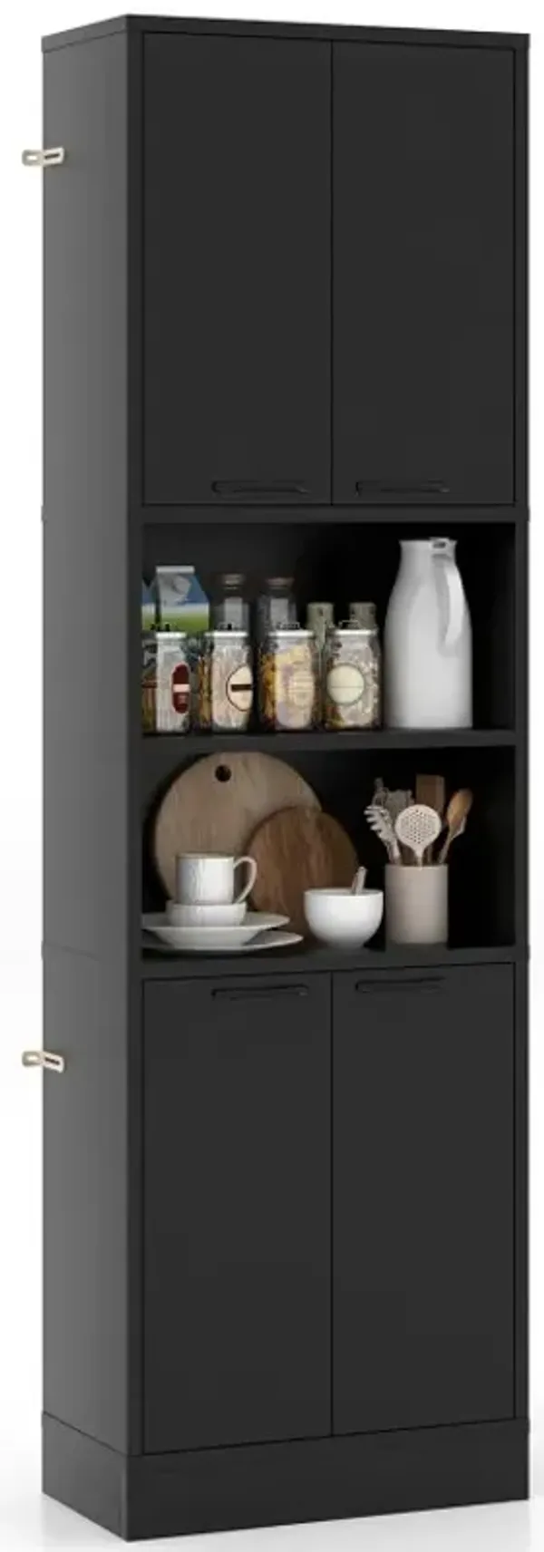 75 Inch Kitchen Pantry Cabinet Tall Cupboard with Doors and Shelves