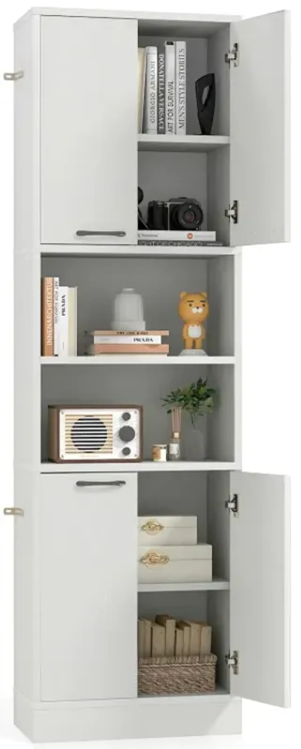 75 Inch Kitchen Pantry Cabinet Tall Cupboard with Doors and Shelves