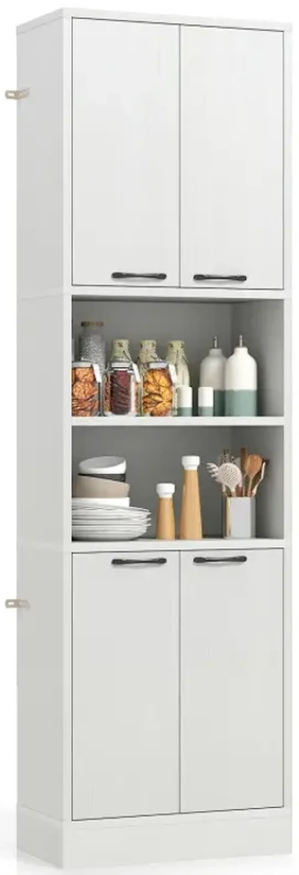 75 Inch Kitchen Pantry Cabinet Tall Cupboard with Doors and Shelves