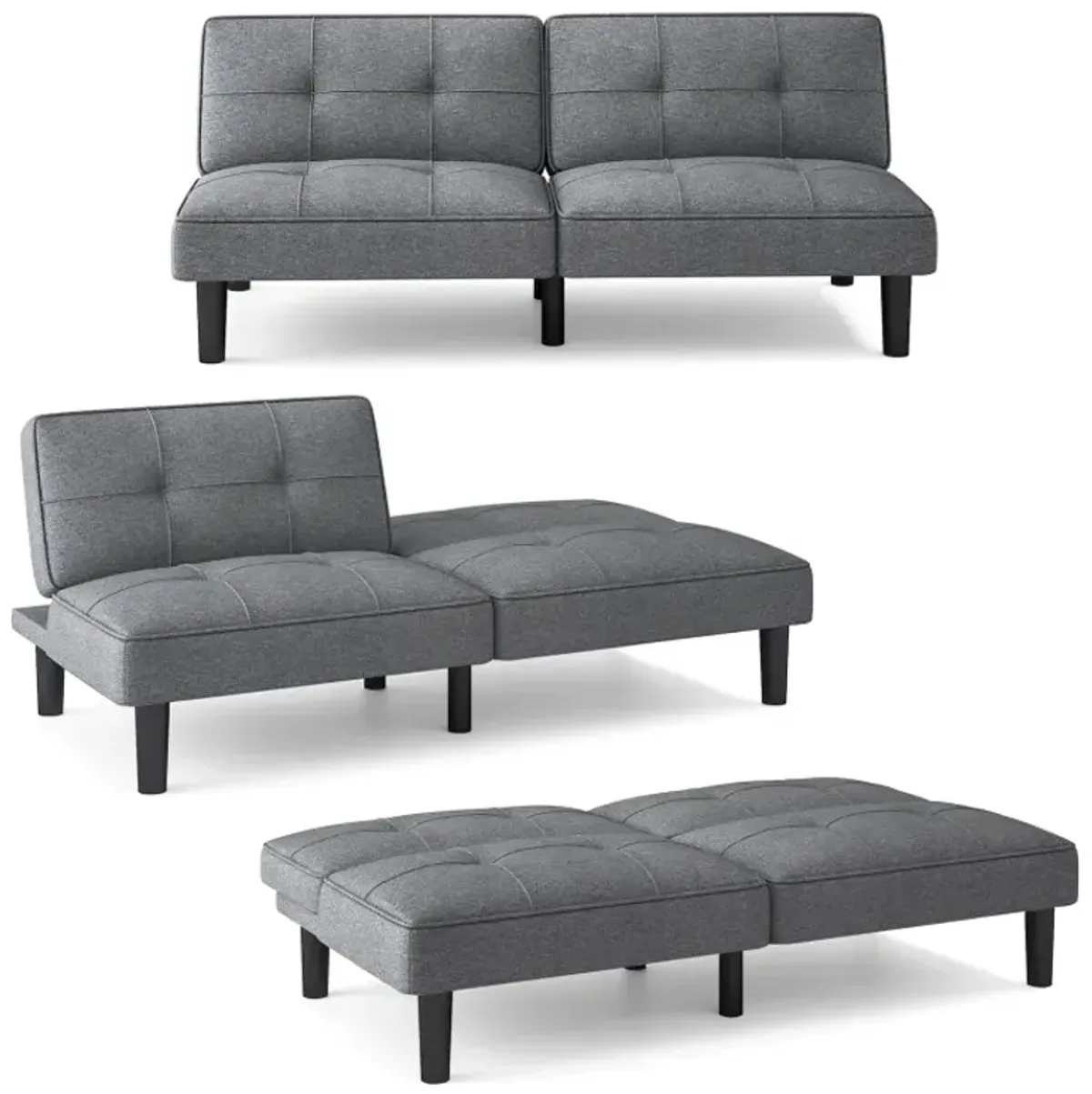 Convertible Folding Futon Sofa Bed with 6-Position Adjustable Backrest