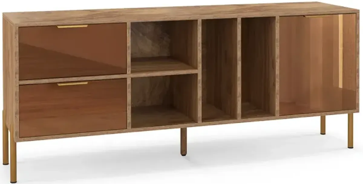 Mirrored Buffet Cabinet with 2 Drawers and 1 Door for Living Room