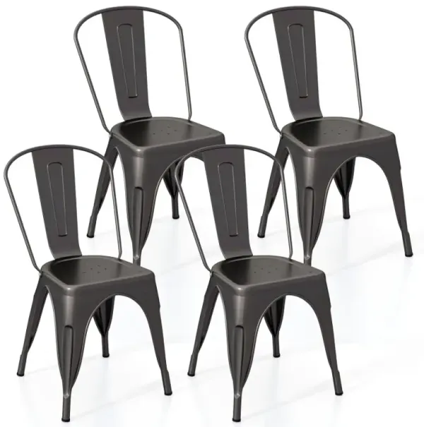 Metal Dining Chairs Set of 4 with Removable Backrest for Dining Room Restaurant Living Room