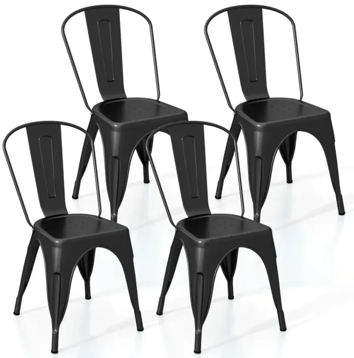 Metal Dining Chairs Set of 4 with Removable Backrest for Dining Room Restaurant Living Room