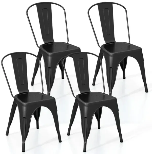 Metal Dining Chairs Set of 4 with Removable Backrest for Dining Room Restaurant Living Room