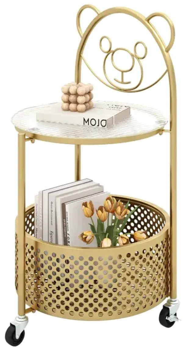 Modern Sofa Side Table on Lockable Wheels for Living Room Bedroom Study