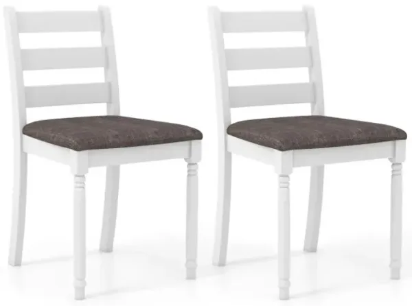 Set of 2 Rubber Wood Dining Chairs with Upholstered Seat