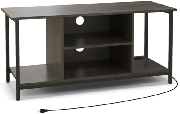 3-Tier TV Stand with Power Outlet USB and Adjustable Shelf