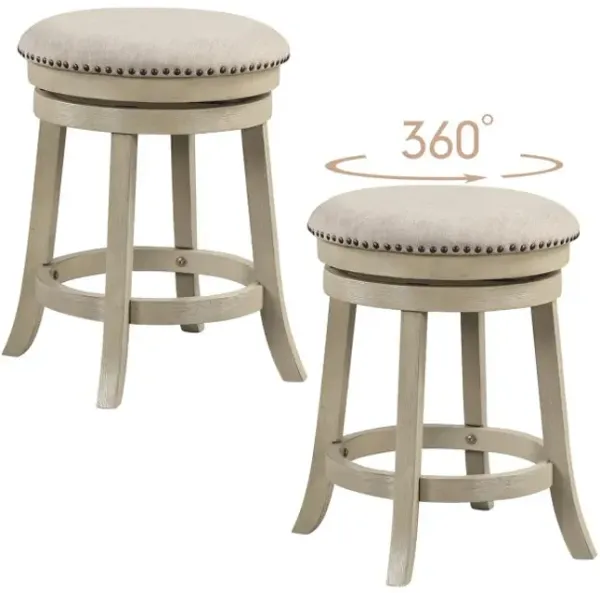 24/26.5 Inches Swivel Bar Stools Set of 2 wth Wooden Frame