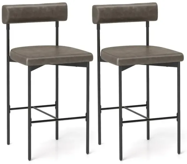 20 Inch Upholstered Bar Stools Set of 2 Counter Height Bar Chairs with Backrest