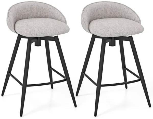 Upholstered Bar Stools Set of 2 with Footrest and Backrest